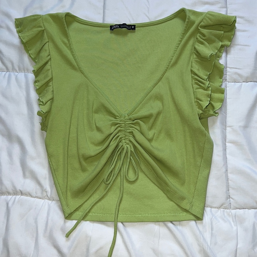 Rouched green Zara top
